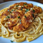 Spicy Cajun Three-Cheese Chicken Spaghetti in Garlic Parmesan Cream