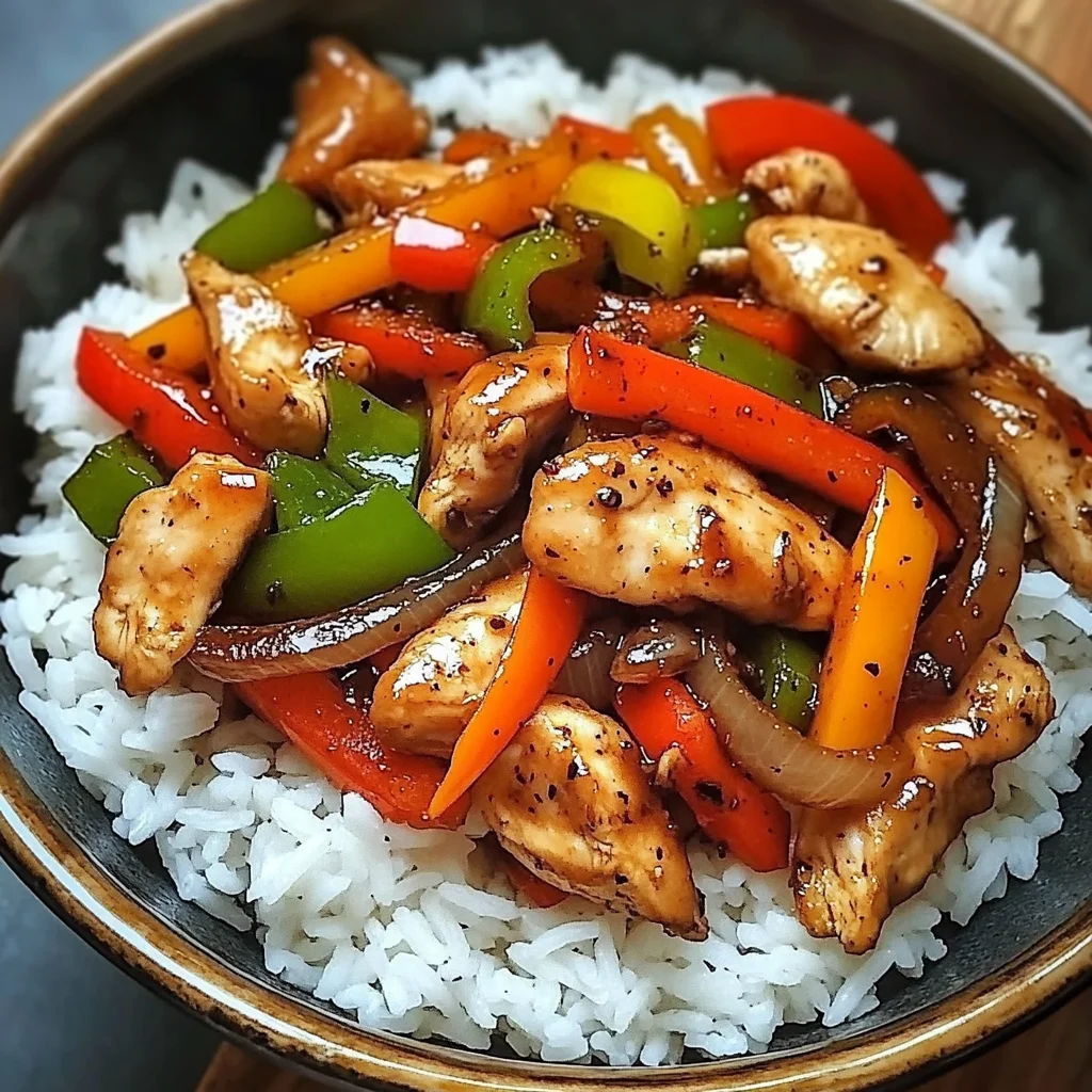 Black Pepper Chicken Stir-Fry with Rice Bold, Colorful & Quick to Make