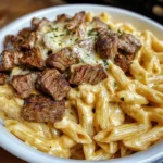 CAJUN STEAK TIPS IN CHEESY PENNE PARMESAN SAUCE