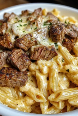 CAJUN STEAK TIPS IN CHEESY PENNE PARMESAN SAUCE