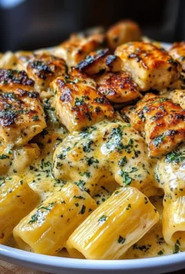 Cheddar Parmesan Garlic Butter Chicken with Creamy Rigatoni Pasta