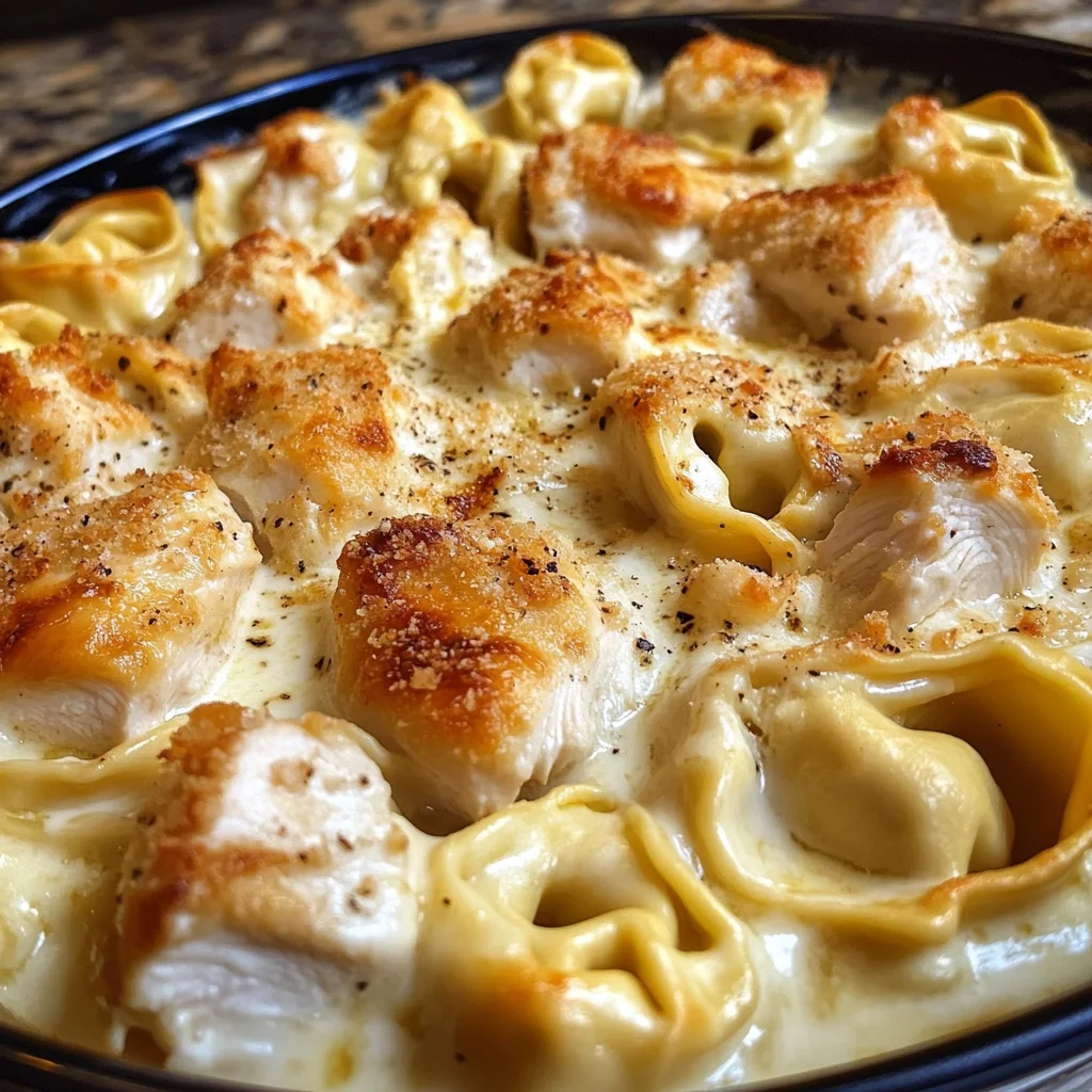 Cheesy Baked Chicken Alfredo Tortellini