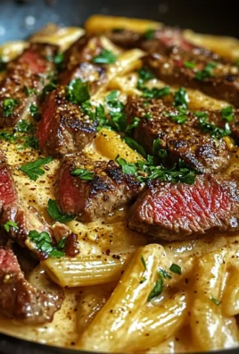 Creamy Cajun Spicy Garlic Butter Steak Pasta Skillet