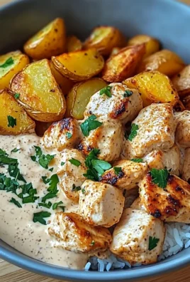 Creamy Chicken with Roasted Potatoes & Fluffy Rice Comfort Bowl Style