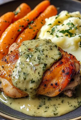 Creamy Herb Chicken with Mashed Potatoes & Glazed Baby Carrots