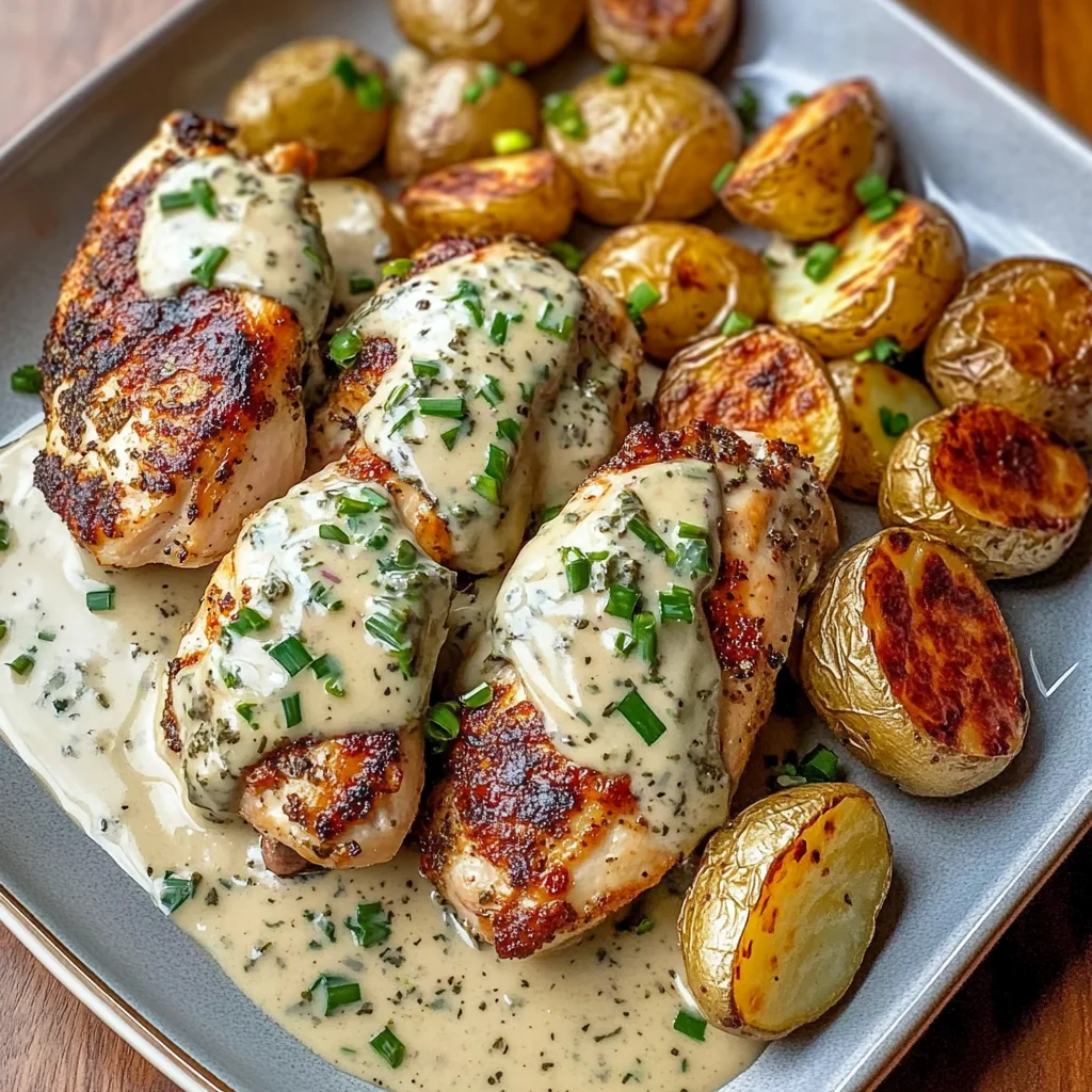 Creamy Herb Chicken with Roasted Baby Potatoes
