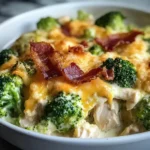 Creamy Low Carb Chicken Casserole with Broccoli and Bacon