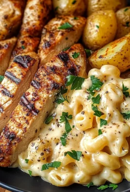 Creamy Mac & Cheese with Grilled Chicken & Roasted Potatoes