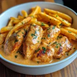 Creamy Paprika Chicken with Golden Fries