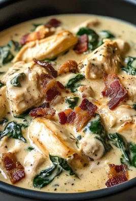 Creamy Slow-Cooked Chicken Stroganoff with Spinach & Crispy Bacon