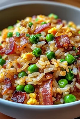 Crispy Bacon Fried Rice Tossed with Sweet Green Peas