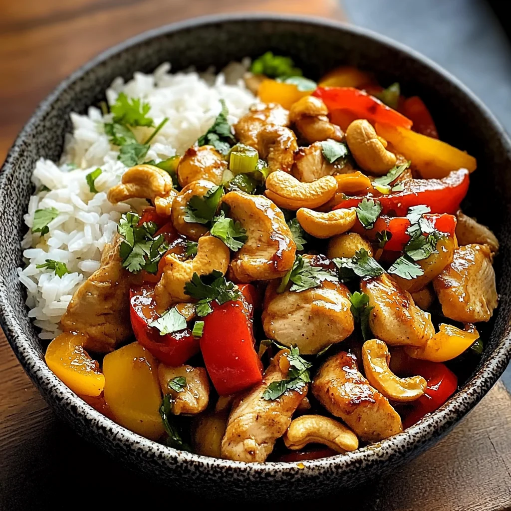 Epic Cashew Chicken Stir-Fry Bowl with Bell Peppers & Rice