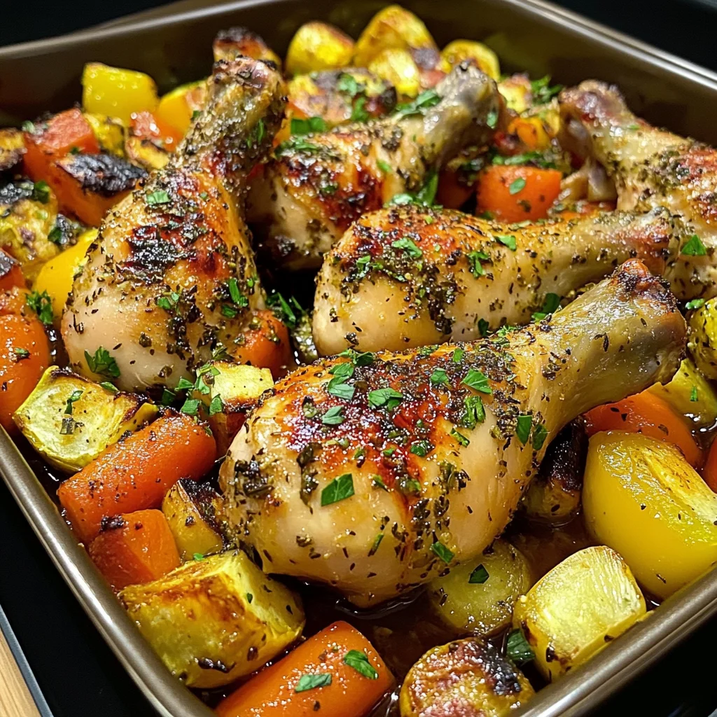 Epic Herb-Roasted Chicken Drumsticks & Veggie Bake