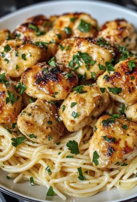 Garlic Butter Chicken Bites with Lemon Parmesan Spaghetti