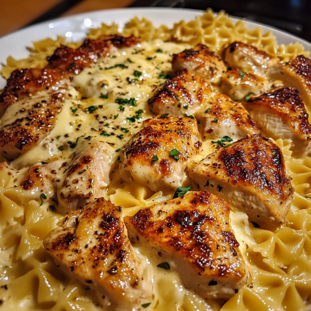 Garlic Butter Chicken with Bowtie Pasta