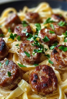 Garlic Butter Sausage Bites with Creamy Parmesan Pasta