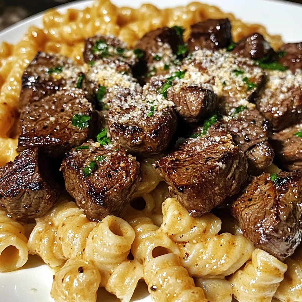 Garlic Butter Steak Bites & Smoky Chipotle Cream Cheese Pasta