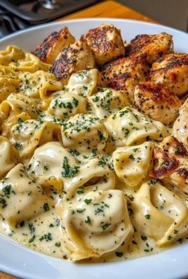 Garlic Butter Velveeta Chicken Tortellini with Alfredo Cream