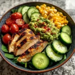 Grilled Chicken Guacamole Bowl with Fresh Veggies