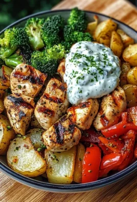 Grilled Chicken & Veggie Power Bowl with Creamy Herb Yogurt Sauce