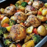 Herb-Roasted Chicken Thighs with Potatoes & Veggies Crispy, Juicy & One-Pan Wonder
