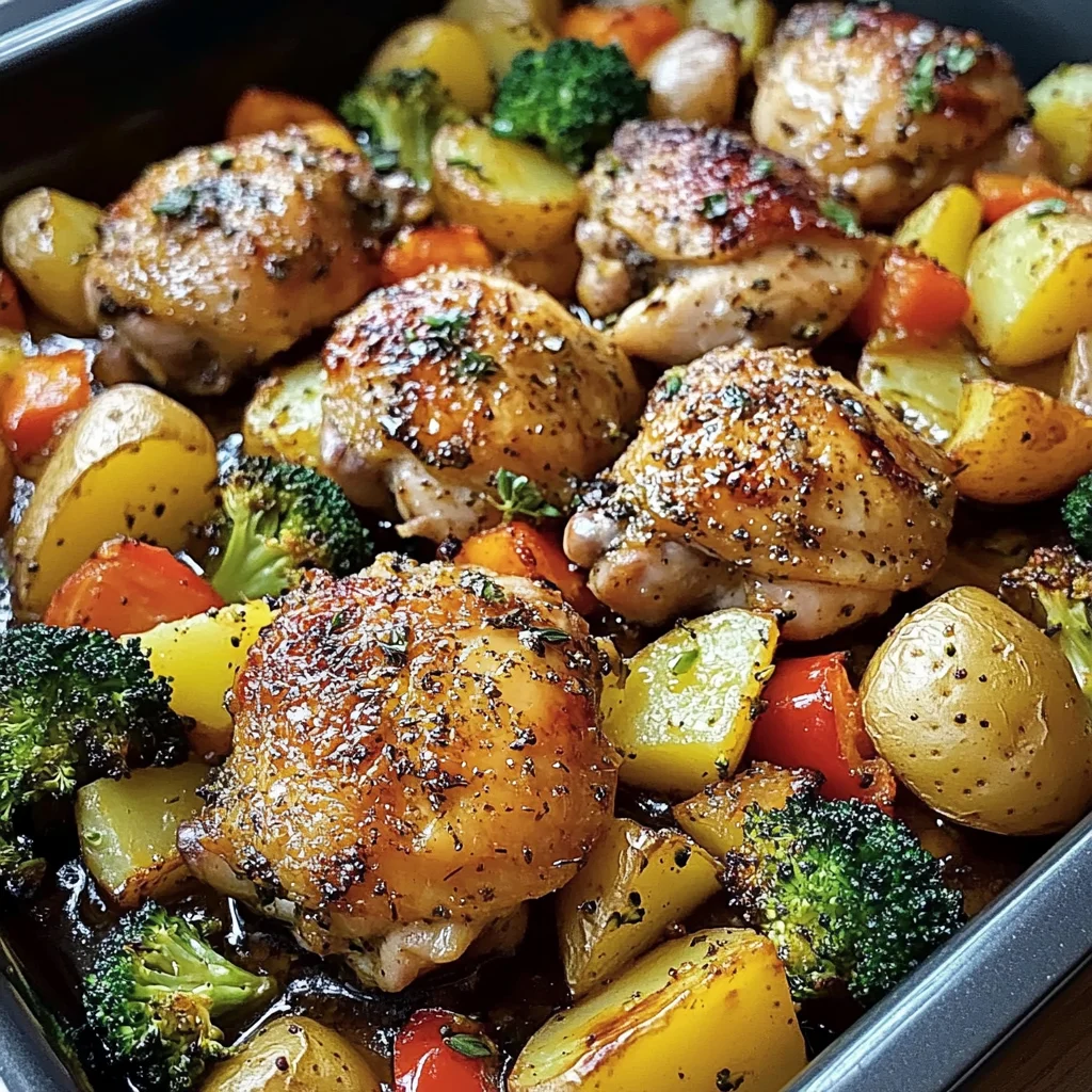 Herb-Roasted Chicken Thighs with Potatoes & Veggies Crispy, Juicy & One-Pan Wonder
