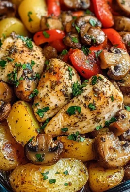 Herb-Roasted Chicken & Garlic Potatoes with Mushrooms & Peppers Delight