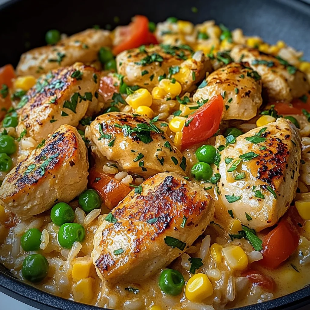 Insanely Creamy One-Pan Chicken & Veggie Rice