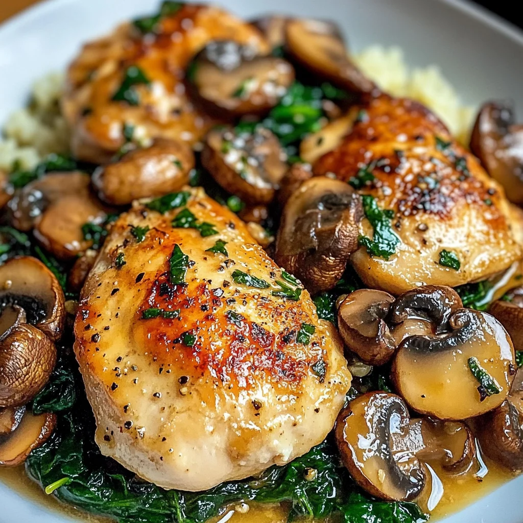 Insanely Garlic Butter Chicken with Sautéed Mushrooms & Spinach