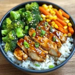 Insanely Good Teriyaki Chicken Power Bowl with Rice, Carrots & Broccoli
