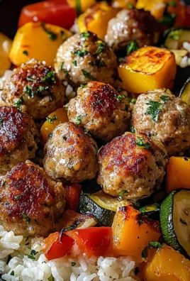 Juicy Meatballs with Rice & Roasted Veggies