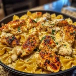 Mozzarella Garlic Butter Chicken Bowties in Cheesy Cream