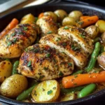 One-Pan Garlic Herb Chicken with Roasted Potatoes, Carrots & Green Beans