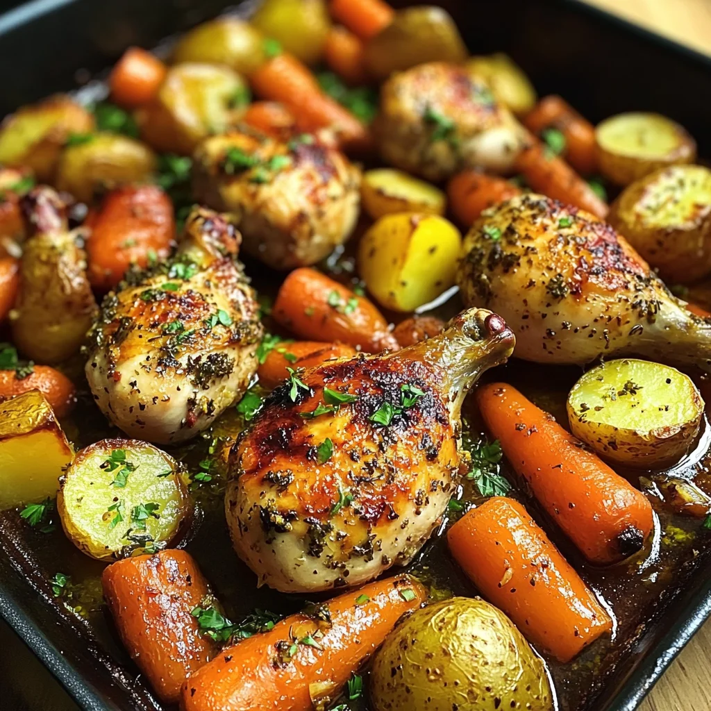 One-Pan Herb-Roasted Chicken Drumsticks with Potatoes & Carrots