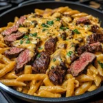 One-Pan Honey Garlic Steak & Cheddar Pasta