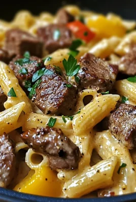 One-Skillet Creamy Cajun Garlic Steak Bites Pasta