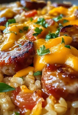 One Pan Cheddar BBQ Sausage Rice