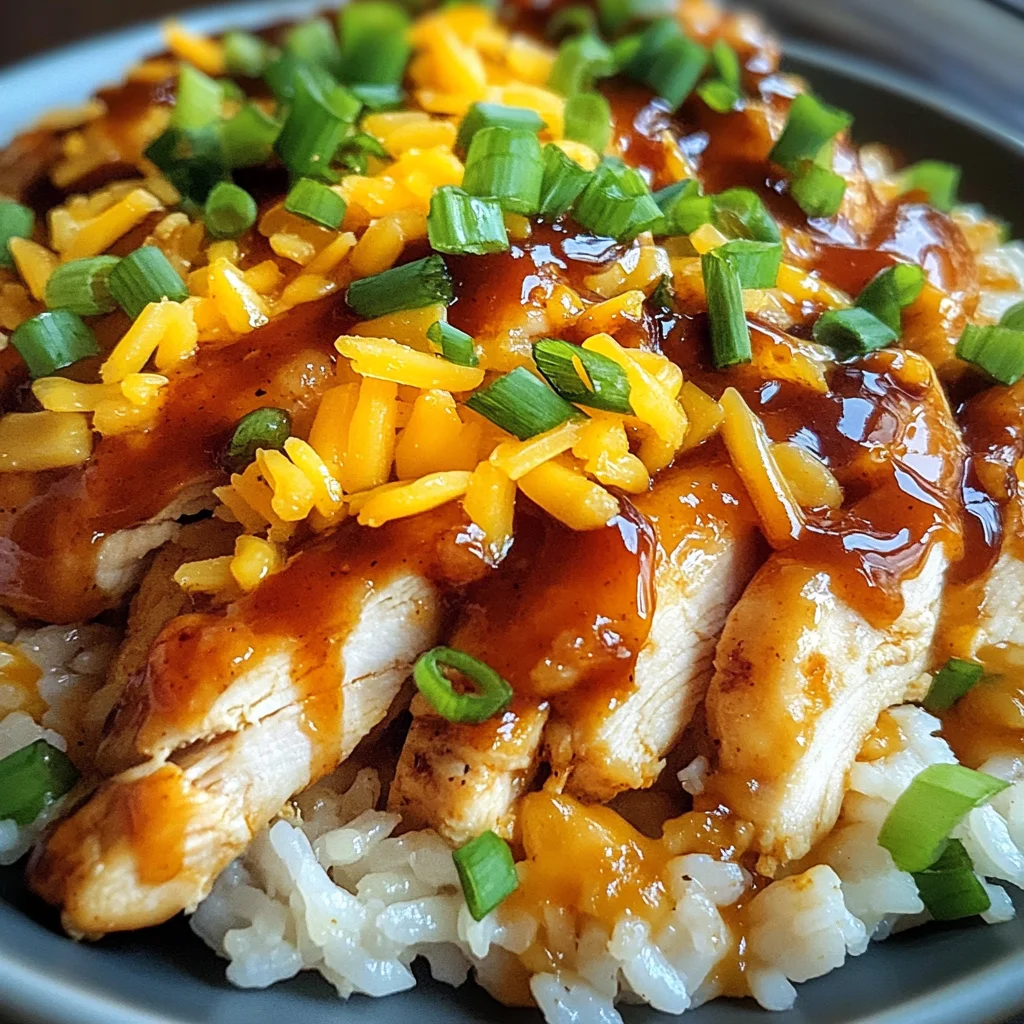 One Pan Honey BBQ Cheddar Chicken Rice