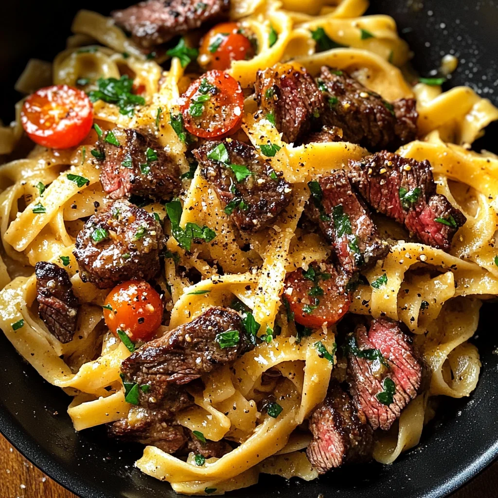 One Pot Bold Garlic Butter Cajun Steak Pasta