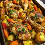 Oven-Baked Herb Chicken Drumsticks with Roasted Vegetables