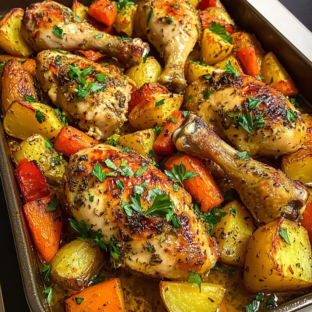 Oven-Baked Herb Chicken Drumsticks with Roasted Vegetables