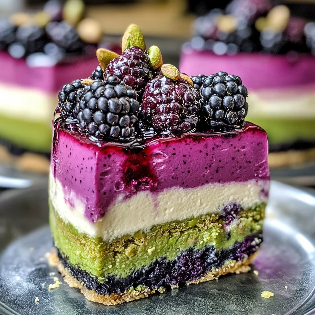 Pistachio & Blackberry Cheesecake Towers