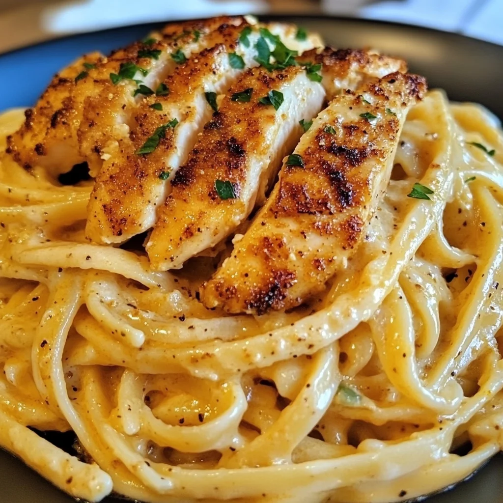 Savory Cajun Chicken over Creamy Parmesan Linguine