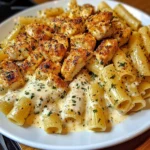 Spicy Cajun Chicken Rigatoni in Creamy Mozzarella Alfredo