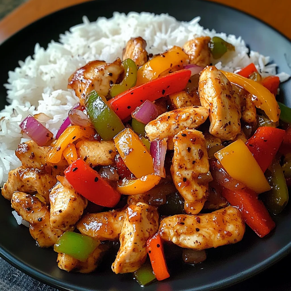 Spicy Chicken Stir-Fry with Bell Peppers & Rice