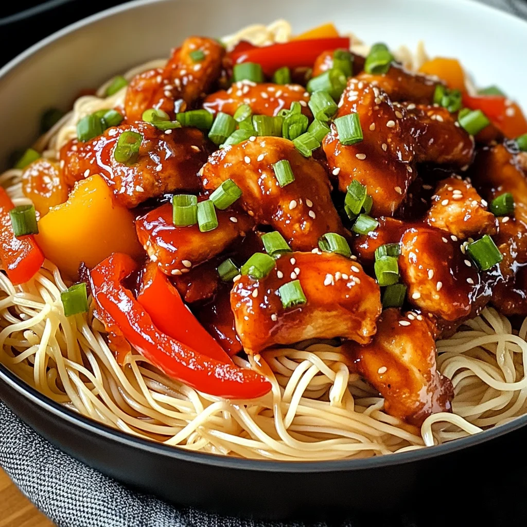 Spicy Honey Sriracha Chicken with Noodles