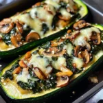 Spinach, Mushroom, and Ricotta Stuffed Zucchini Boats