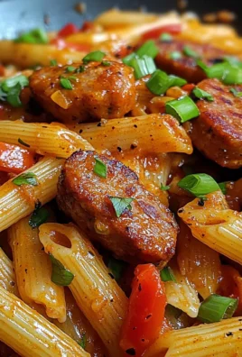 Sticky Cajun Sweet Chili Sausage Pasta Skillet