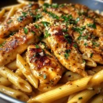 Sticky Garlic Butter Honey Parmesan Chicken Penne