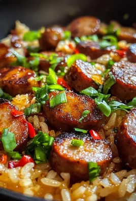 Sticky Garlic Butter Sweet Chili Sausage Rice Skillet